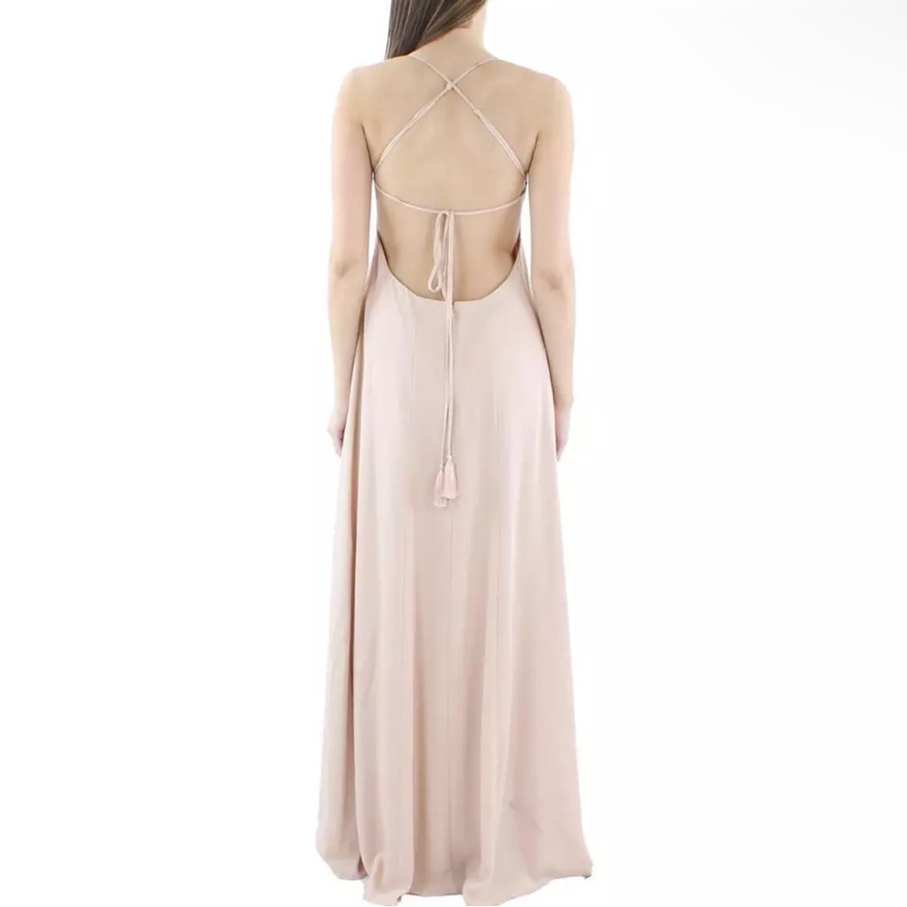 BCBGMAXAZRIA Womens Open Black Halter Formal Evening Dress Gown.